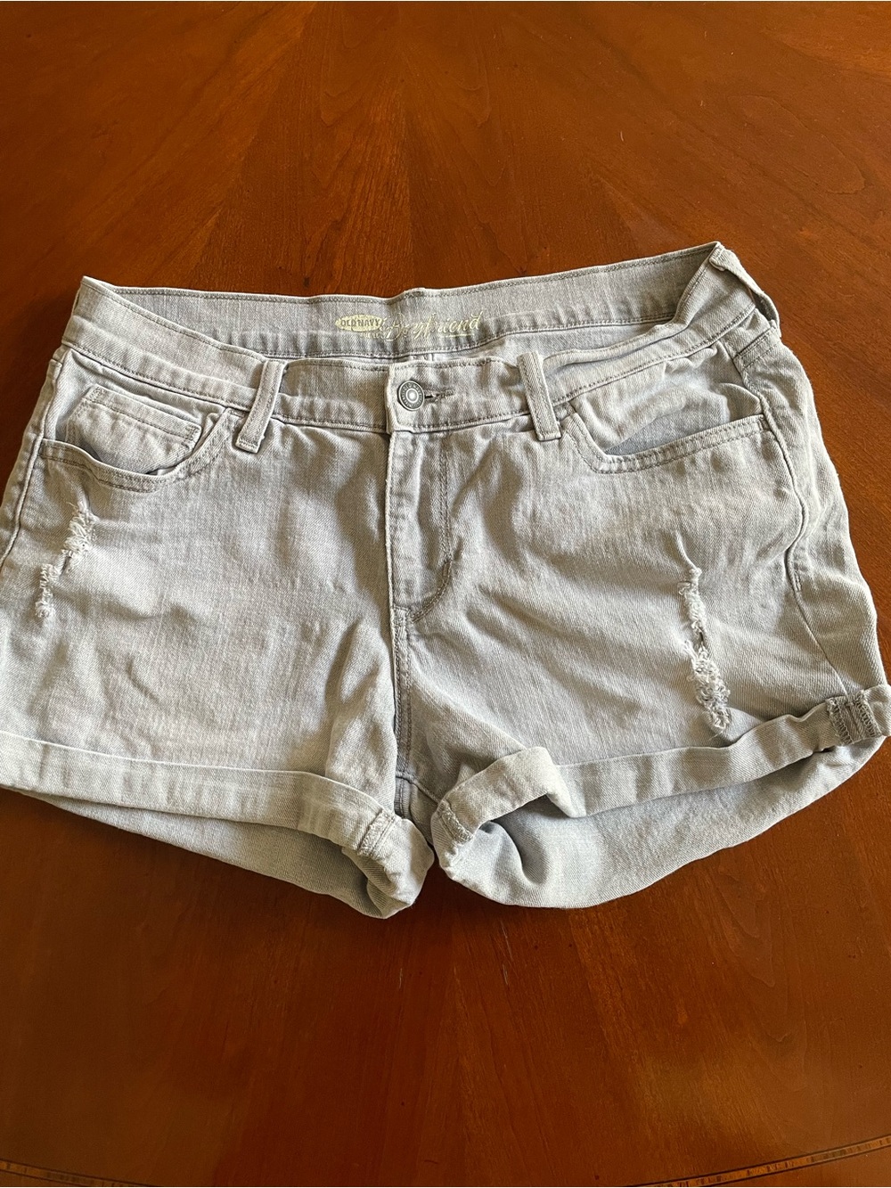 Old Navy Light Gray Denim Jean Shorts - Rolled Hem